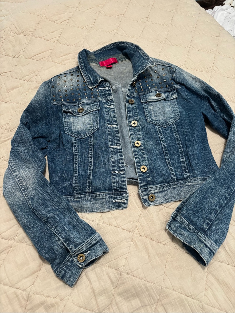 Tinseltown Blue Stud-Accent Denim Jacket
